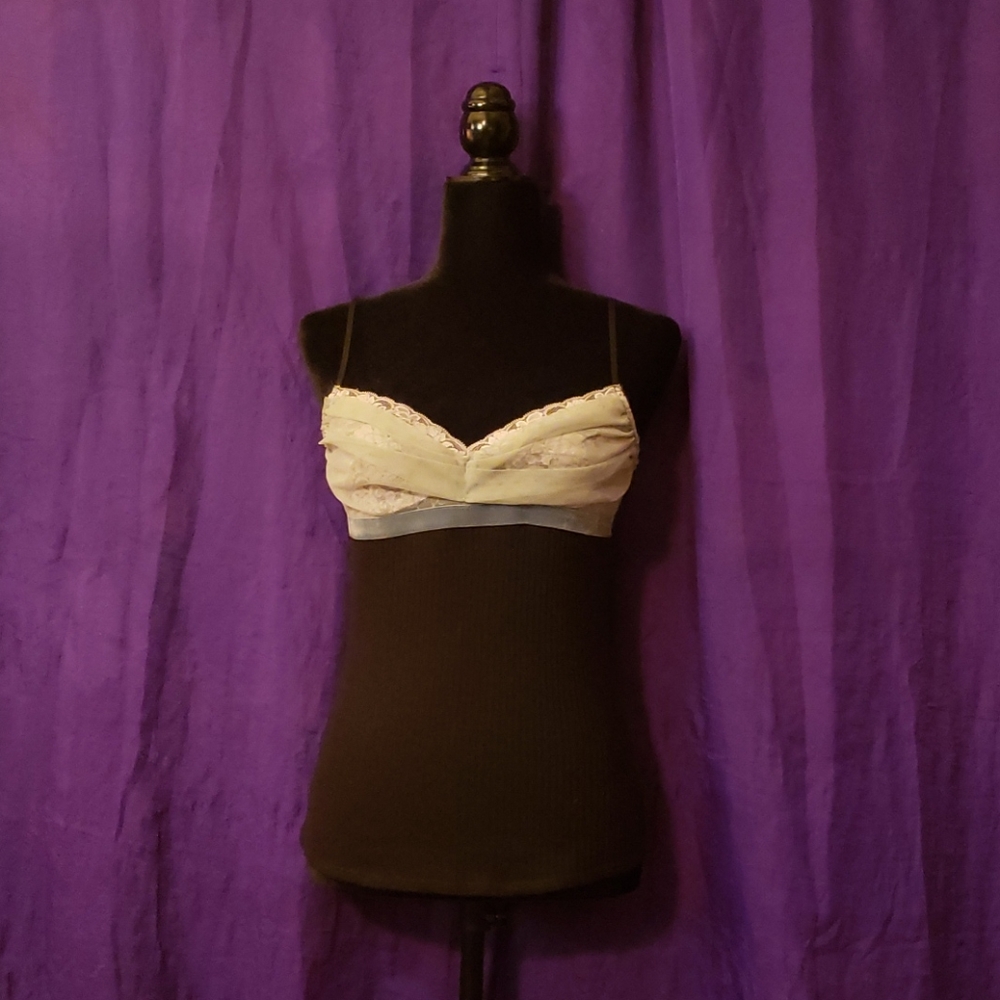 Free people lace trim sweater tank LG